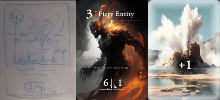 Primera iteración de cartas y artes placeholder